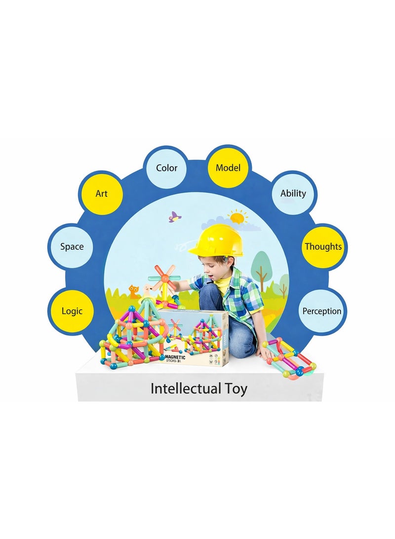 42-Piece Magnetic STEM Learning Toy | Sticks & Balls 2D & 3D Construction Set for Boys & Girls - Image 2